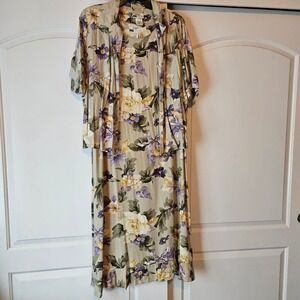 Vintage Koret Maxi Dress 22W Floral Tropical Vacation Modest 90s Resortwear